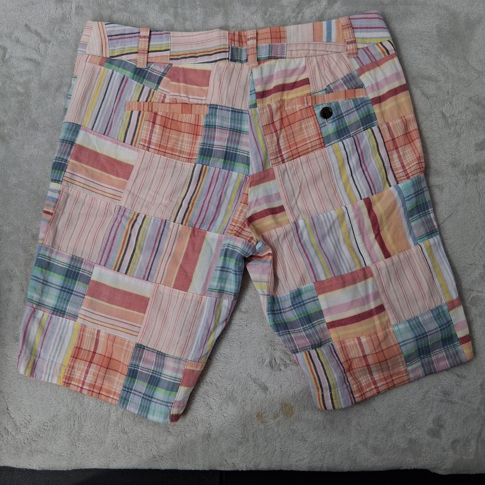 J.Crew Vintage Madras Plaid Patchwork Bermuda Shorts Wmns Pastel Sz 2 EUC Preppy - Picture 2 of 16